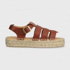 Barbour sandale de piele Paloma femei, culoarea maro, cu platforma, LFO0703TA32