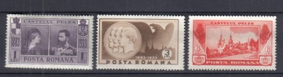 ROMANIA 1933 LP 105 SEMICENTENARUL CASTELULUI PELES SERIE MNH foto