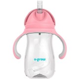 Cana cu pai tritan, roz, 300ml, U-Grow