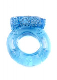 Inel Vibrator pentru Penis Albastru Jelly Elastic cu Vibratii - Intensifica Placerea