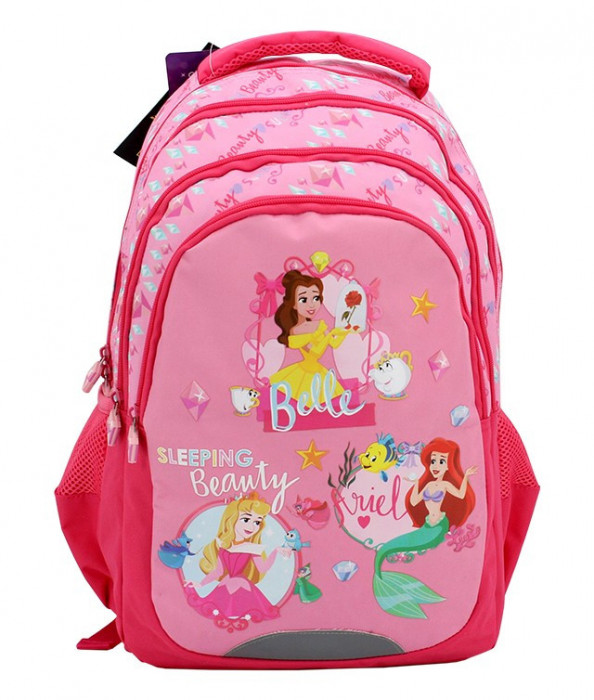 Ghiozdan Disney pentru fetite, 4 compartimente, clasele primare, inaltime 46 cm