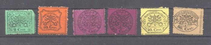 Italy Church State 1868 Coat of arms, 2C,10C,20C a+b,40C,80C, MH AM.094