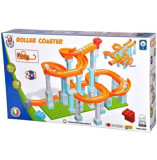 Set constructie cuburi - Roller coaster cu 280 cm pista si 3 bile, 128 piese
