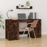 Birou cu Dulap vidaXL, Stejar Afumat, Lemn Prelucrat, 100x49x75 cm, Maro, Birou Calculator, Spatiu Depozitare, Design Modern