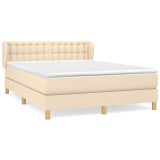 Cumpara ieftin Pat box spring cu saltea, crem, 140x200 cm, textil
