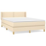 Cumpara ieftin Pat box spring cu saltea, crem, 140x200 cm, textil