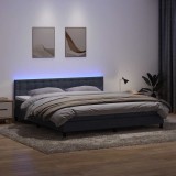 vidaXL Pat cu arcuri cu saltea și LED, gri &icirc;nchis, 180x210 cm, catifea 3317278