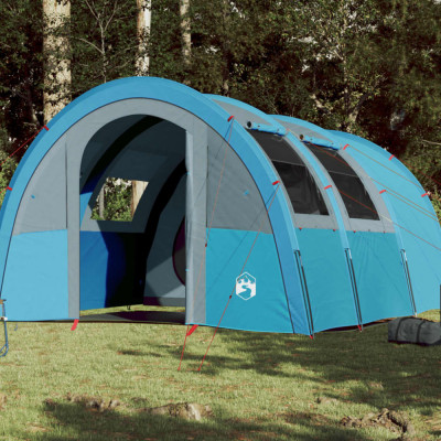Cort camping, 4 persoane, albastru, tesatura opaca, impermeabil GartenMobel Dekor foto