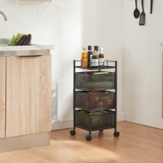 Carucior servire la masa Sunndal 64,5x27x27cm negru cu 3 cosuri [en.casa] HausGarden Leisure foto