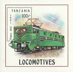 Tanzania 1991 - locomotive, colita neuzata foto