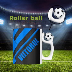 Cană cu minge fotbal - „Fotbal club Viitorul Constanta”,v3, sport, fotbal, suporter, alba, 330 ml