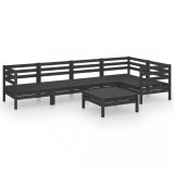 Cumpara ieftin Set mobilier de gradina, 6 piese, negru, lemn masiv de pin