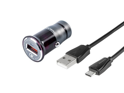 &amp;Icirc;ncărcător 12/24v Qc3.0 1x Usb + Cablu Usb&amp;amp;gt; Micro Usb Maway 63000 foto