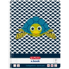 Caiet cu spira A4, 80 file, matematica, Cute Animals Turtle, Herlitz