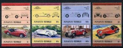 Tuvalu Funafuti 1984 Cars, Automobiles, 4 pairs, MNH AJ.021 foto