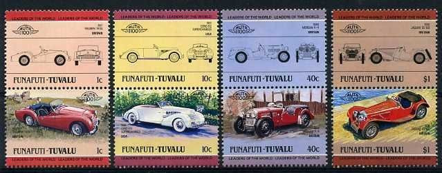 Tuvalu Funafuti 1984 Cars, Automobiles, 4 pairs, MNH AJ.021