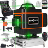 Nivel cu Laser 4D, Autonivelant, Raze 360&deg;, Lumină Verde, Rezistent la Apă IP54, Precizie 0.2mm/10m, cu Accesorii