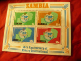 Bloc Zambia 1980 - 45 Ani Rotary , 4 val., Nestampilat