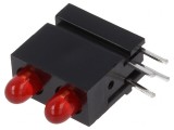 LED roșu 2,8mm cu 2 diode 20mA 60&deg; 15-30mcd