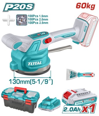 TOTAL - VIBRATOR CU VENTUZA PENTRU PLACI CERAMICE 20V (INCLUDE ACUMULATOR SI INCARCATOR) PowerTool TopQuality foto
