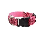 Zgarda LED pentru caini si pisici, model leopard, 36 cm, marimea S, roz, Oem