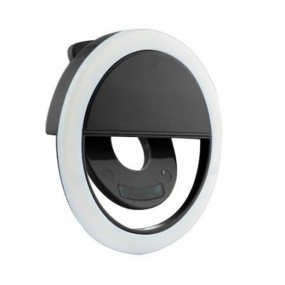 Selfie ring light pentru smartphone, lampa selfie LED telefon 36 led,400mAh 5600k - Negru foto