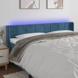 Cumpara ieftin Tăblie de pat cu LED, albastru &icirc;nchis, 183x16x78/88 cm, catifea