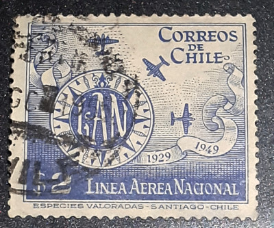 Chile 1949 avioane, aviatie, insigna liniei aeriene 1v stampilat foto