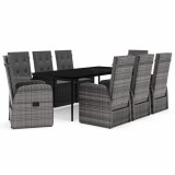Cumpara ieftin Set mobilier pentru gradina, cu perne, 9 piese, gri