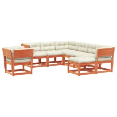 Set mobilier de gradina cu perne, 8 piese, lemn masiv de pin