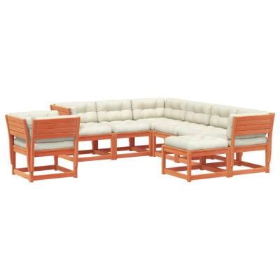 Set mobilier de gradina cu perne, 8 piese, lemn masiv de pin foto