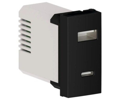 Priza USB tip A+C 1M 5V 3A Flexo Himel negru mat foto