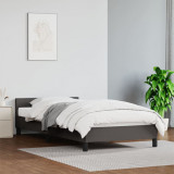 VidaXL Cadru de pat cu tăblie, gri, 90x200 cm, piele ecologică
