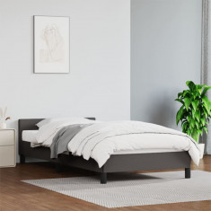 vidaXL Cadru de pat cu tablie, gri, 100x200 cm, piele ecologica foto