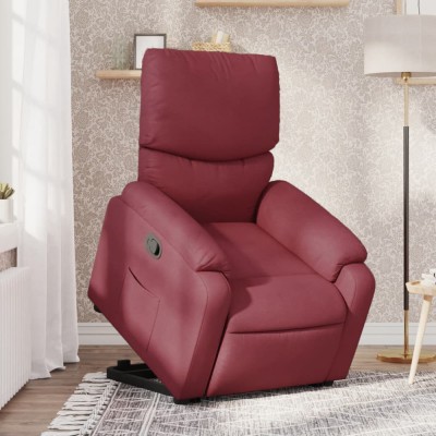 vidaXL Fotoliu rabatabil cu ridicare, roșu vin, material textil 3204827 foto