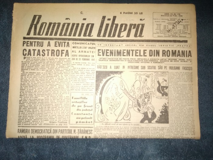 ZIAR ROMANIA LIBERA 25 FEBRUARIE 1945