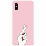 Husa silicon pentru Xiaomi Mi 8 Pro, Pink Finger Cross