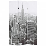 Paravan camera pliabil, 120x170 cm, New York pe zi, alb/negru GartenMobel Dekor, vidaXL