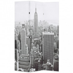 Paravan camera pliabil, 120x170 cm, New York pe zi, alb/negru GartenMobel Dekor