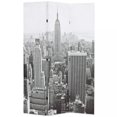 vidaXL Paravan cameră pliabil, 120x170 cm, New York pe zi, alb/negru foto