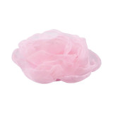 Floare textila din organza pentru haine Crisalida, diametru 8 cm, Trandafir roz deschis