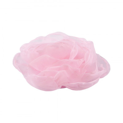 Floare textila din organza pentru haine Crisalida, diametru 8 cm, Trandafir roz deschis foto