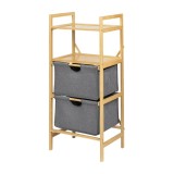 Cumpara ieftin Raft depozitare si organizare KL6554, cu 4 nivele, sertare textile, lemn, multifunctional, natur gri