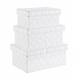 Set 3 cutii pentru depozitare, Nylon Bind, Bizzotto, 35.5x24x16 cm, otel/nailon, alb