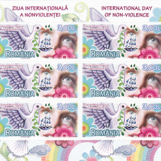 ROMANIA 2009 Ziua internationala a nonviolentei -Minicoala 6 marci LP1847a MNH**