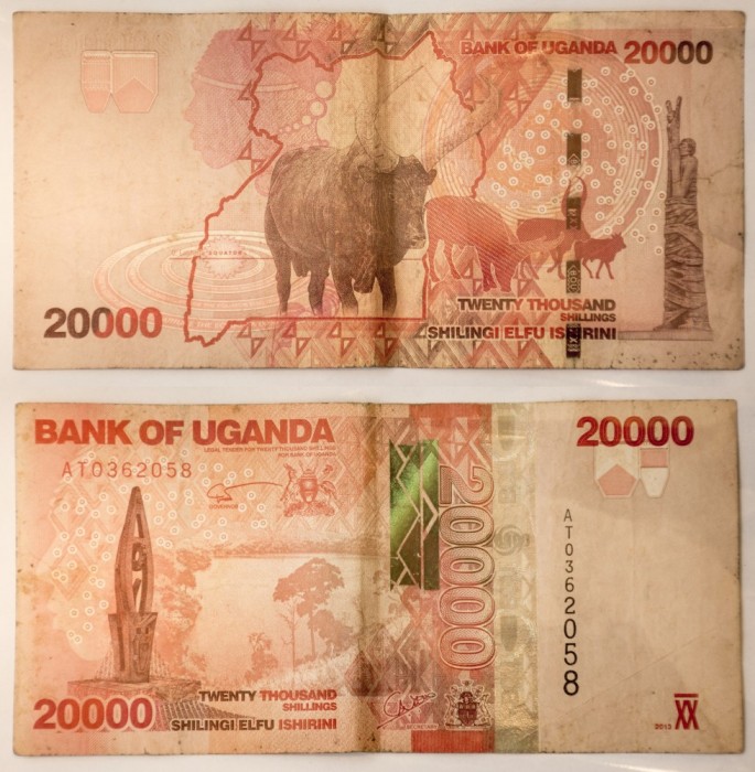 20000 shillings/ silingi, 2013 Uganda 20000 shillings/ silingi, 2013 Uganda