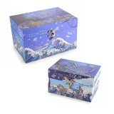 Cumpara ieftin Set 2 cutii lemn albastru alb 20x14x12 cm, 16x11x9 cm