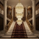 Candelabru din Cristal TRIO Magno 49xE14, Auriu Lucios, Reglabil