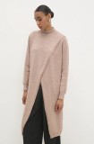 Answear Lab pulover din amestec de lana femei, culoarea rosu, light, cu turtleneck
