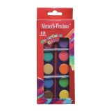 Acuarele Memoris-Precious, 12 culori+pensula diametru 21 mm